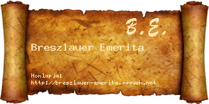 Breszlauer Emerita névjegykártya